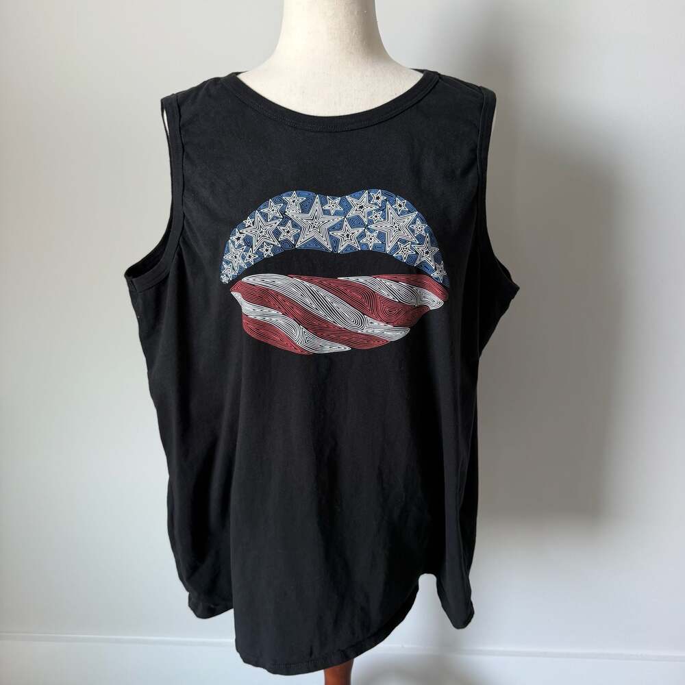 Torrid American Flag Lips Graphic Slash Back Tank Top